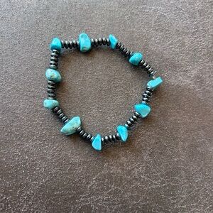 Turquoise and Silver Beaded Bracelet